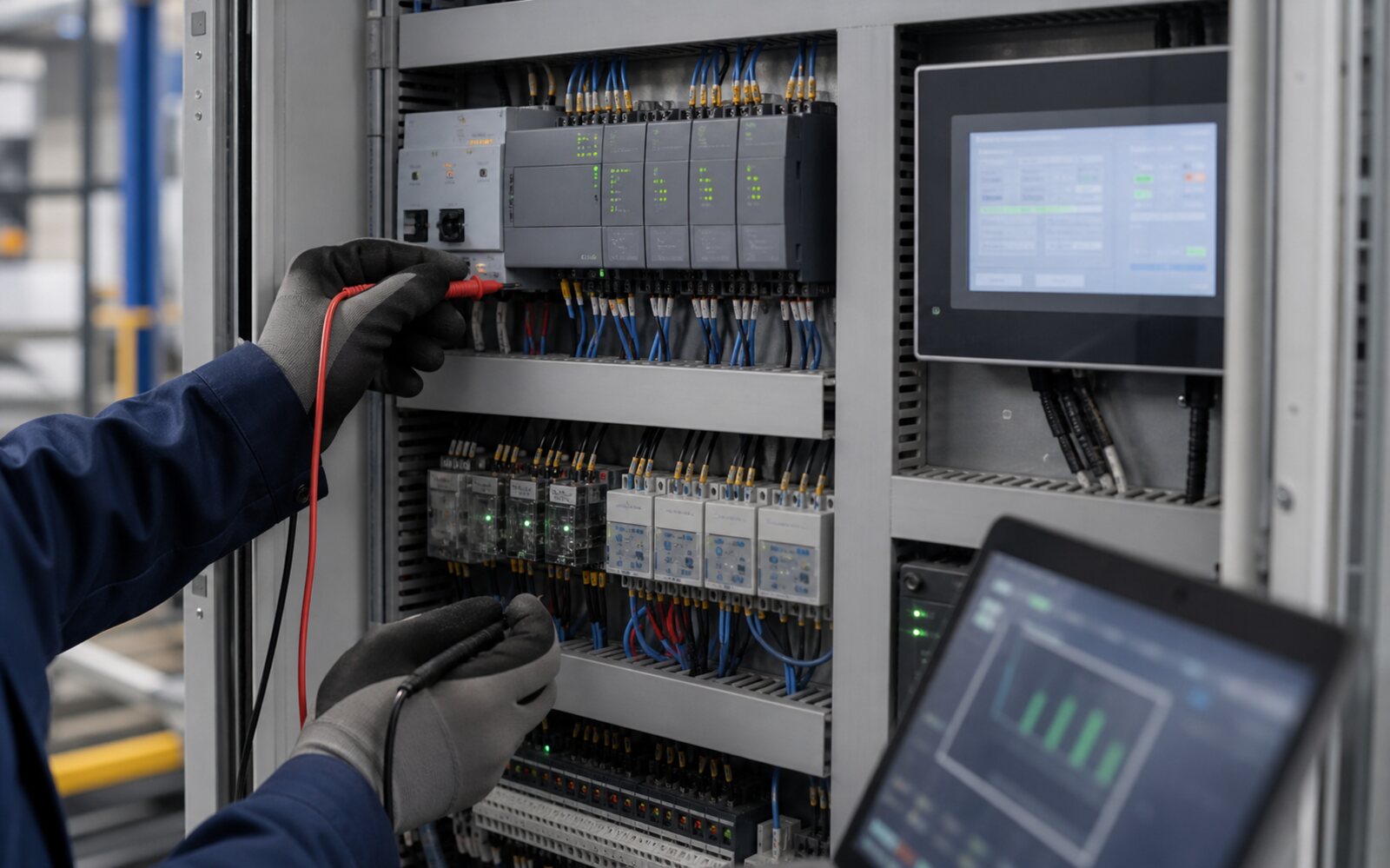 Diagnóstico de PLC y tablero de control industrial